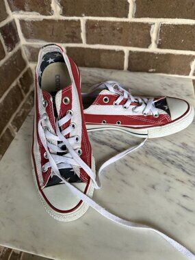 Converse All Star Chuck Taylor Sneakers Low Top Stars Stripes Red White Blue 7.5